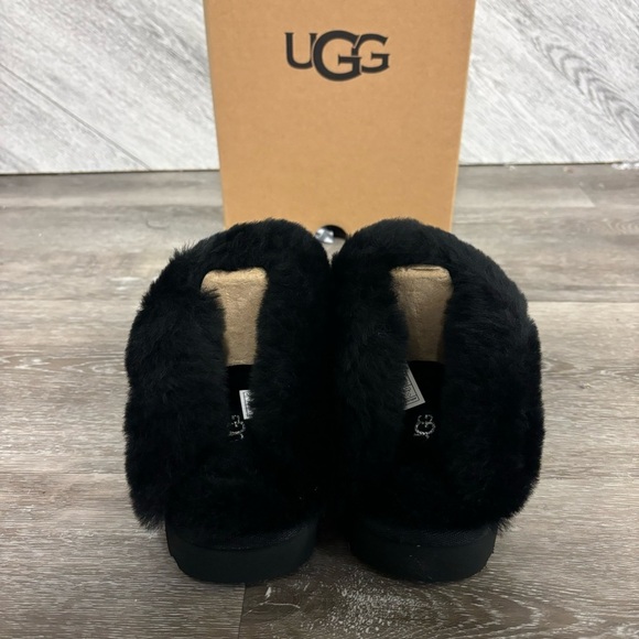 UGG | Pearlized Slipper In Black Leather Indoor Outdoor NEW GIFT - Picture 7 of 10